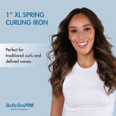 BaBylissPRO Nano Titanium Extended Barrel Curling Iron - Blue - 1"