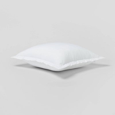 Euro Cotton Linen Blend Chambray Decorative Throw Pillow White - Threshold: Indoor Square Cushion, Zipper Closure, OEKO-TEX Certified (LOCAL PICKUP ONLY)