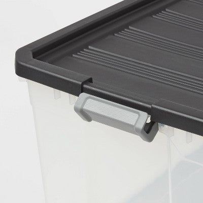 200qt Heavy Duty Latching Clear Storage Box - Brightroom: Portable Black Utility Bin with Lid, 200qt Capacity (LOCAL PICKUP ONLY)