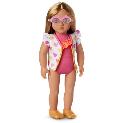 Our Generation Love to Swim Heart-Print Life Vest Outfit for 18" Dolls: Girl Doll Clothing & Accessories Set