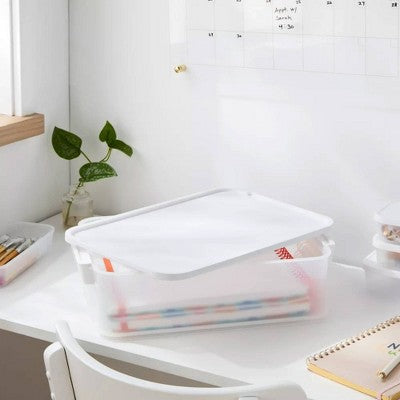 Click in Place 10qt Clear Plastic Storage Bin with White Latch for Home and Office Organization - Brightroom?