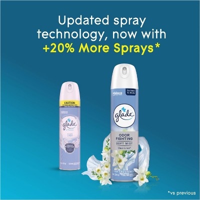 Glade Odor Fighting Soft Mist Aerosol Room Air Freshener - Clean Linen - 16oz/2ct