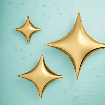 3ct Gold Quadrangle Star Shaped Foil Balloons - Spritz