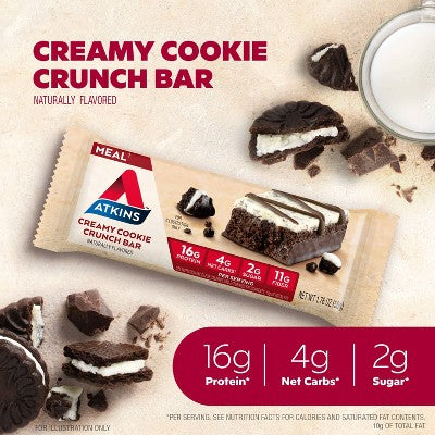 Atkins Creamy Cookie Crunch Meal Bar - 5pk