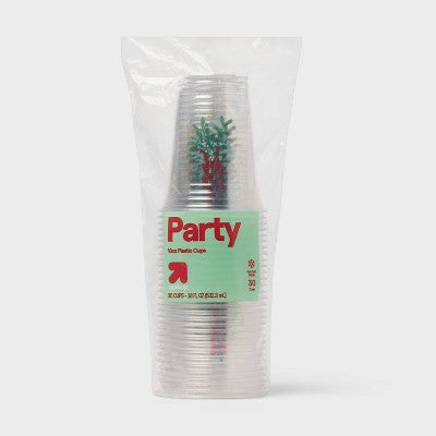 Holiday Disposable Clear Cup - Holly - 18oz/30ct - up&up