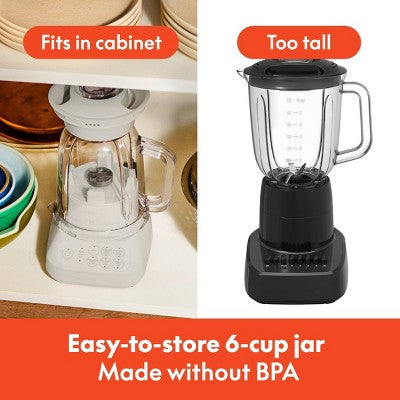 bella Flip and Store Blender Oatmilk: 10-Speed Countertop Blender, 48oz Capacity, 450W, Dishwasher-Safe Parts, Beige
