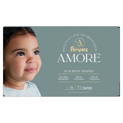 Amore by Pampers Diapers Enormous Pack - Size 6 - 72ct: Diaper Weight Range 22-37 lbs, Disposable