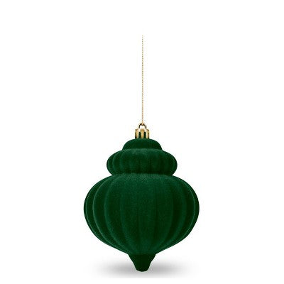 Flocked Ornaments Green - Bullseye's Playground