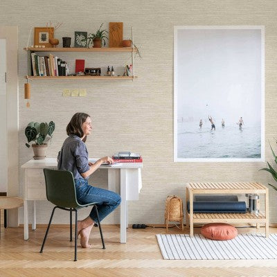 Tempaper & Co. Peel and Stick Wallpaper Horizontal Grasscloth Ecru (LOCAL PICKUP ONLY)