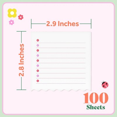 Post-it 3"x3" Hoppy Notes Pink Flower Bullet List Square Sticky Note Pad 100 Sheets