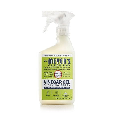 Mrs. Meyer's Lemon Verbena Clean Day Vinegar Gel Bathroom Cleaning Spray - 16 fl oz: Paraben-Free, Multi-Surface, Shower, Tub, Stainless Steel