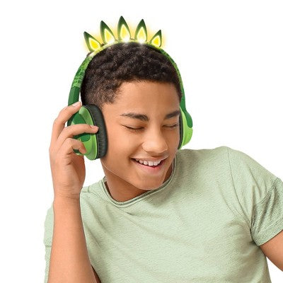 ART + SOUND LED Light Up Wireless Headphones - Dinosaur: Over-Ear, Built-In Mic, Foldable