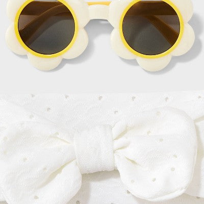 Toddler Girls' Flower Sunglasses & Headband Set - Cat & Jack Yellow/White