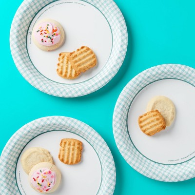 Disposable Plates - 24ct - Aqua Gingham - 10" - up&up