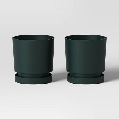 2pc Recycled Resin Indoor Outdoor Planter Pots Green 4"x4"x4" - Room Essentials