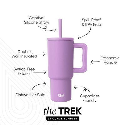 Simple Modern 24oz Trek Hydrangea Straw Tumbler Purple