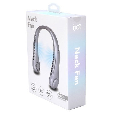 iJoy Portable Neck Fan Metallic Silver