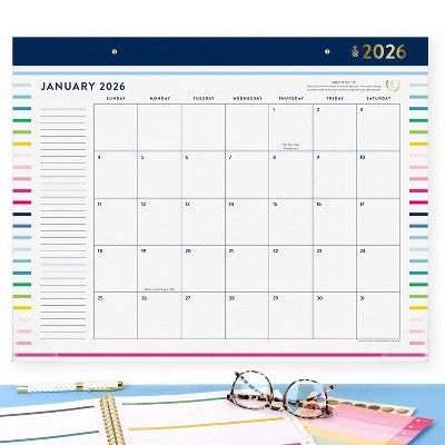 AT-A-GLANCE Emily Ley 2025-2026 22"x17.125" Monthly Desk Pad Happy Stripe