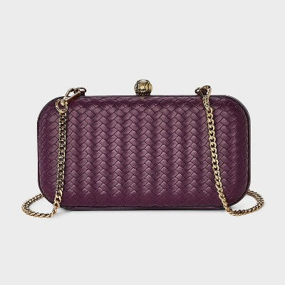 Woven Minaudiere Clutch Crossbody Bag - A New Day Dark Red
