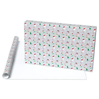 Christmas Icons Roll Wrap: American Greetings Multicolored Santa Pattern Gift Wrap, 30" Width, 20 Sq Ft Coverage (LOCAL PICKUP ONLY)