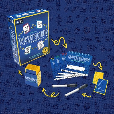 The Op Games Telestrations 6 Player Game: Social Skills Educational Party Game, Includes Cards & Dry Erase Boards