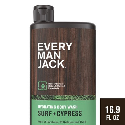 Every Man Jack Hydrating Body Wash - Surf + Cypress - 16.9 fl oz: Paraben-Free, For Normal & Combination Skin, Whole Body