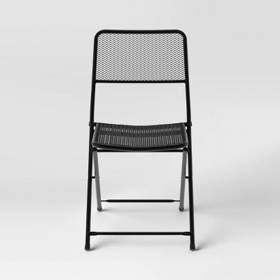 1pc Metal Mesh Outdoor Portable Patio Folding Chair Black - Room Essentials (LOCAL PICKUP ONLY)