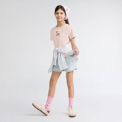 Levi's Girls' Cowgirl Side-Tie T-Shirt - Light Pink/Brown S