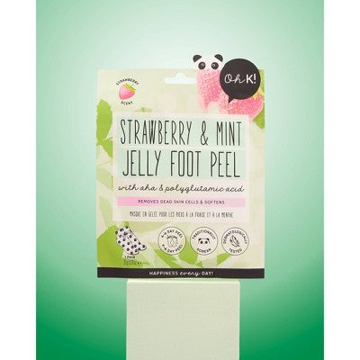 Oh K! Strawberry & Mint Jelly Foot Peel with Strawberry - 1.35 fl oz