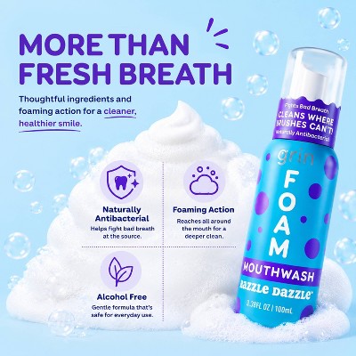 Grin Oral Care Foaming Mouthwash- Razzle Dazzle - 3.38 fl oz