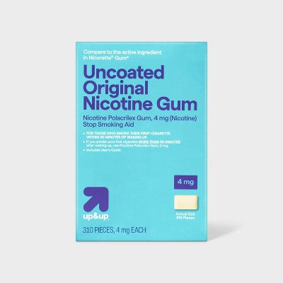Uncoated Nicotine 4mg Stop Smoking Aid Gum - Original -310ct - up&up