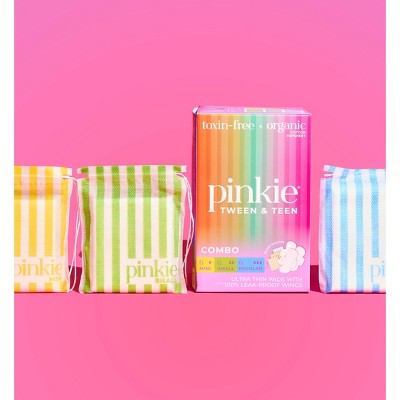 Pinkie Tween & Teen Ultra-Thin Organic Topsheet Pads with Wings - Combo Pack - 18ct