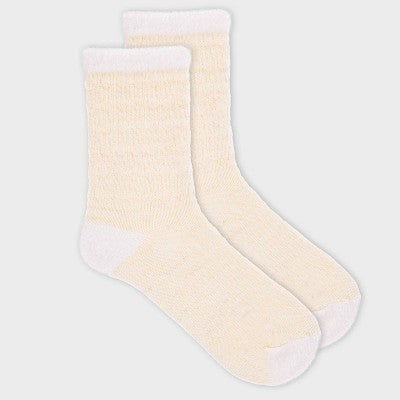 Alaska Knits Women's Puffy Textured Wool Blend Midweight Boot Socks - Cream 4-10