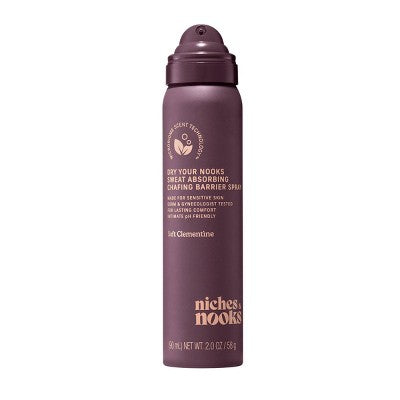 Niches & Nooks Sweat Absorbing Intimate pH Balanced Chafing Barrier Feminine Spray - Soft Clementine - 2oz