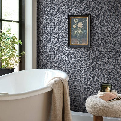 Blue Floral Textured Peel and Stick Wallpaper - Threshold (LOCAL PICKUP ONLY)