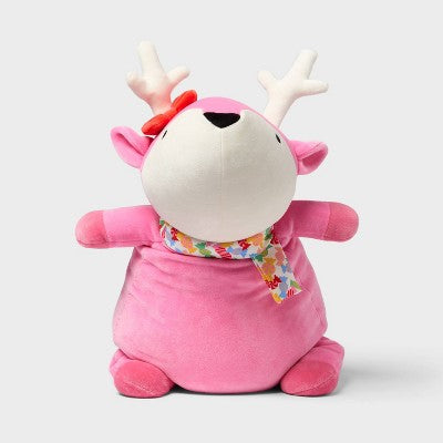 Holiday Pink Deer Weighted Plush Kids' Throw Pillow- Pillowfort