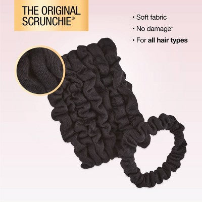 scunci No Damage Knit Scrunchies - Black - All Hair - 8pcs