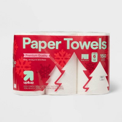 Holiday Make-A-Size Paper Towels - 150 sheets - 6 Triple Rolls - up&up