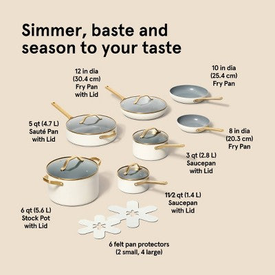 12pc Nonstick Ceramic Coated Aluminum Cookware Set with Champagne Handle - Figmint (LOCAL PICKUP ONLY)