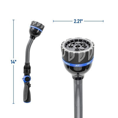 Orbit 8-Pattern Thumb Control Hose Wand Gray/Blue/Black