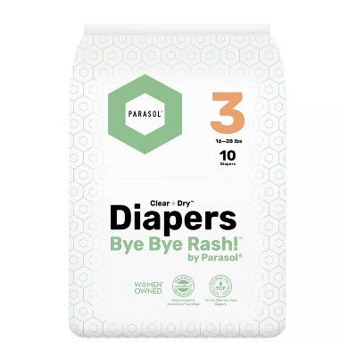 Parasol Clear+Dry Natural Disposable Diapers - Size 3 - 10ct
