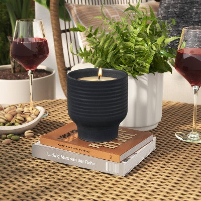 Ceramic Citronella Cotton Wick Jar Candle Black 9oz - Threshold
