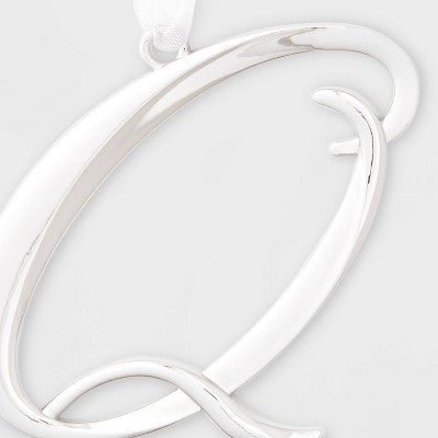 Metal Monogram Christmas Tree Ornament Letter Q Silver - Wondershop: Indoor Use, No Battery Required