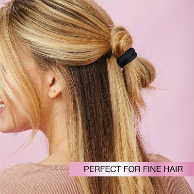 scunci No Damage Super Comfy Hosiery Elastic Hair Tie Ponytailers - Black - Fine Hair - 20pc