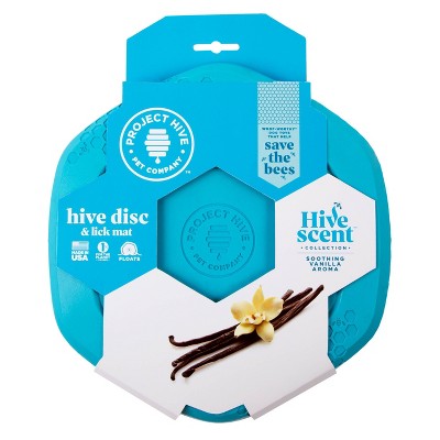 Project Hive Pet Company Soothing Vanilla Disc and Reversible Lick Mat Interactive Dog Toy - Blue