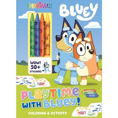 Bluey: Colortivity: Playtime with Bluey! - (Coloring & Activity with Crayons) by Delaney Foerster (Paperback)
