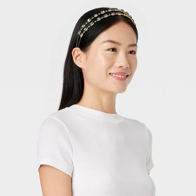 Two Row Stone Headband - A New Day Green