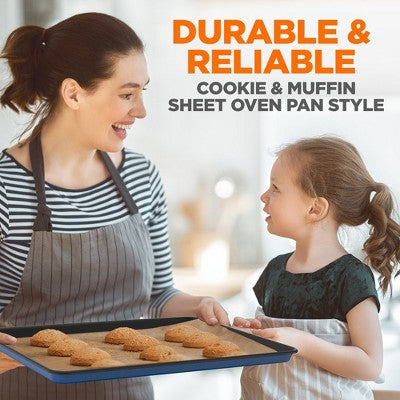 NutriChef 8-Piece Stackable Bakeware Set - Non-Stick Carbon Steel Baking Trays and Pans