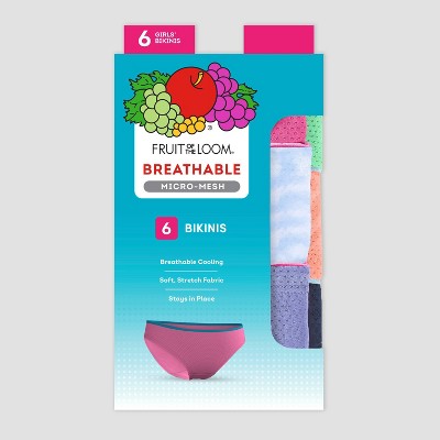 Fruit of the Loom Girls' 6pk Breathable Bikini - 6