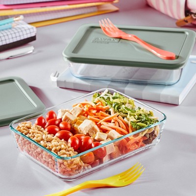 Pyrex 4pc 3c Rectangular Glass Food Storage Container Set Tranquil Green